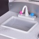 White sink with pink and blue knobs from the Kids Wooden Modern Kitchen Cooking Pretend Play Set for imaginative play.