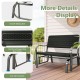 2-seat porch glider showcasing a black HDPE back seat and powder-coated steel frame, ideal for backyard relaxation.