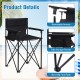 Portable oversized camping chair with detachable armrests, side pocket, and non-slip foot pads for outdoor comfort.