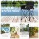 Portable 38-inch oversized folding chair in black, featuring detachable armrests and cup holder, ideal for outdoor use.