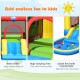 Inflatable kids slide bounce house with water slides and colorful balls, perfect for outdoor fun in gardens or parks.