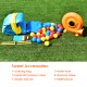 Colorful accessories for the Inflatable Kids Slide Bounce House, including balls, blower, hose, and repair kit for fun.