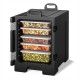 End-loading insulated food pan carrier in black with 81-quart capacity and five food pans for optimal temperature.