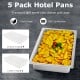 Full-size hotel pans set with 5 pieces, 81 QT capacity, ideal for catering and easy transport of dishes.