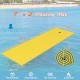 Yellow 7' x 2' tear-resistant foam floating pad with bungee tether for stability, ideal for lakes and pools.