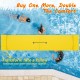 Yellow 3-layer tear-resistant foam floating pad with bungee tether, ideal for lakes and pools, provides head support.