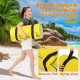 Yellow 3-layer tear-resistant foam floating pad with rolling design, ideal for lakes, beaches, and easy portability.