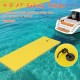 Yellow 3-layer tear-resistant foam floating pad with 5' safety tether, ideal for lakes and pools, prevents drifting.