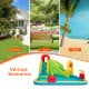 Outdoor inflatable water bounce house in vibrant colors, ideal for garden, park, or beach fun with multiple play areas.