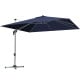 10 ft navy offset patio umbrella with aluminum pole, 360° tilt, and sturdy steel ribs for optimal sun protection.