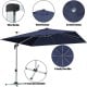10 ft navy offset patio umbrella with aluminum pole, 8 steel ribs, and 360° tilt for optimal sun protection.