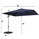 10 ft navy patio umbrella with aluminum pole, 360° tilt, and 7-position adjustment for optimal sun protection.