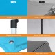 Close-up of the 10 ft blue offset cantilever umbrella showcasing the durable 240gsm fabric and sturdy aluminum pole for.