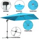 10 ft blue offset cantilever umbrella with aluminum pole, 8 steel ribs, and 360-degree tilt for patio shade.