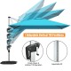 10 ft blue offset cantilever umbrella with 360-degree tilt and crank operation, perfect for patio shading.