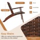 Side view of a cozy armchair from the 3 Pieces Outdoor Wooden Patio Rattan Furniture Set, featuring well-woven PE.