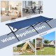 Folding camping cot in blue with sturdy iron frame, ideal for camping, hiking, or office naps, supports up to 300 lbs.