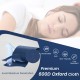 Folding camping cot in blue with tear-resistant 600D oxford fabric, ideal for camping, hiking, or office naps.