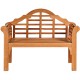 Eucalyptus wood outdoor folding bench with backrest and armrests, perfect for patio or garden seating for two.