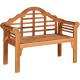 Eucalyptus wood outdoor folding bench with backrest and armrests, perfect for garden or patio seating for two.