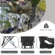 Foldable swivel patio chair with armrest, black mesh back, sturdy steel frame, ideal for outdoor hunting and comfort.