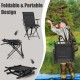 Foldable swivel patio chair with armrest, black mesh back, portable design for outdoor use, ideal for hunting.