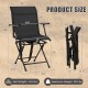 Foldable swivel patio chair with armrest, black mesh back, dimensions 36"x22"x19", supports up to 330 lbs for outdoor.