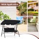 Three-seat black patio canopy swing with durable steel frame, perfect for garden, balcony, or outdoor relaxation.