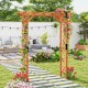 7 feet wooden garden arbor arch with lattice side panels, perfect for supporting climbing plants in outdoor settings.