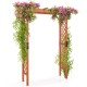 Elegant 7 feet wooden garden arbor with lattice panels, perfect for supporting climbing plants at pathways or entrances.