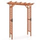 7 feet wooden garden arbor arch with lattice side panels, perfect for supporting climbing plants in outdoor spaces.