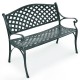 Antique-style 40-inch outdoor aluminum garden bench with a decorative lattice design, perfect for patios and gardens.