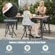 Collapsible round stool with handle in black, featuring a waterproof PE seat, ideal for indoor and outdoor use.