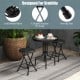 Set of 2 collapsible black stools with handles, featuring a sturdy metal frame and non-slip feet for versatile use.