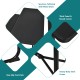 Spacious black tabletop with wood-like texture, rounded corners, and heavy-duty steel frame for indoor and outdoor use.
