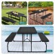 Folding picnic table bench set with wood-like texture in black, ideal for outdoor gatherings on balcony, garden, or.