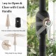 Close-up of the crank handle mechanism for the 10 feet beige outdoor patio umbrella with tilt adjustment.
