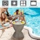 Patio rattan cooler bar table with retractable tabletop, 8-gallon capacity, perfect for pool parties and outdoor.