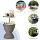 Brown 3 in 1 patio rattan cooler bar table with retractable tabletop, ideal for pool parties and outdoor gatherings.