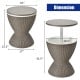 Patio rattan cooler bar table with retractable tabletop, 8-gal capacity, ideal for outdoor parties and easy cleaning.