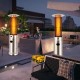 Stainless steel patio heaters with glass tube, providing 40,000 BTU warmth for outdoor gatherings and ambiance.
