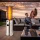Stainless steel patio heater with glass tube, providing 40,000 BTU warmth for outdoor gatherings and ambiance.