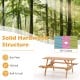 6-person picnic table set with solid hardwood, umbrella hole, and natural wood color, perfect for outdoor gatherings.