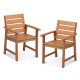 Two-piece patio hardwood chairs with slatted seats and inclined backrests, perfect for outdoor relaxation.