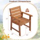 Patio hardwood chair with slatted seat, 33" height, 25" width, 24" depth, supports 220 lbs, ideal for outdoor.