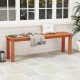 47-inch patio wood bench with slatted seat, made of solid wood, suitable for garden or balcony, accommodates 2 people.