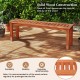 Solid wood patio bench with slatted design, teak oil finish for durability, perfect for garden or balcony settings.