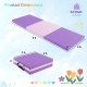 Tri-fold octagon tumbling mat set in purple, featuring high-density foam for gymnastics and fitness training.