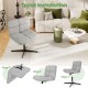 Gray office armless chair with imitation lamb fleece, showcasing quick installation steps and adjustable height.