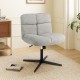 Gray office armless chair with imitation lamb fleece, adjustable height, and 360° rotation for versatile comfort.